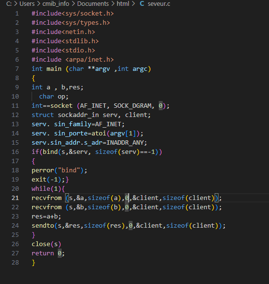 serveur udp addition